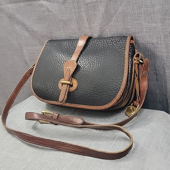 Dooney & Bourke Vintage Pebbled Leather Black Equestrian Cross-body Shoulder Bag - Picture 1 of 15